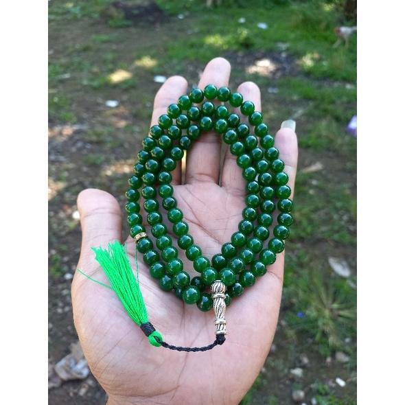 Promo Sahur Tasbih giok hijau asli 8mm tasbih batu giok hijau aceh tasbih giok original kalung tasbi