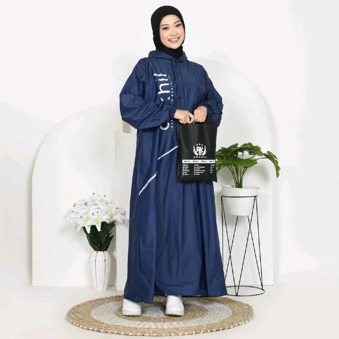 Jas Hujan Gamis Muslimah Jumbo Premium Pvc Semi Karet Syari