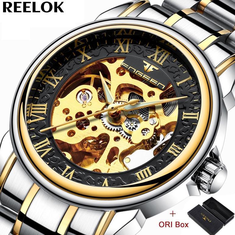 FNGEEN 8866 Mekanik Otomatis Jam Tangan Pria Luxury Stainless Steel Original Anti Air Automatic Watc