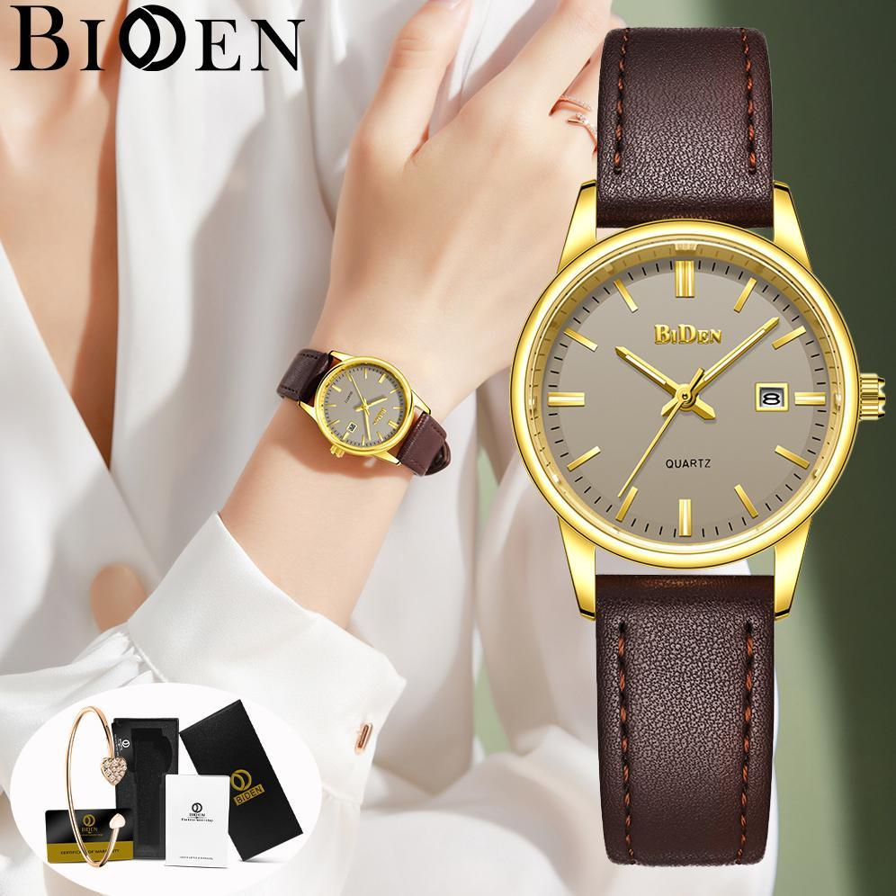 BIDEN  Jam Tangan Wanita Sangat tipis 100% Original Fashion Kecil Simple Jam Cewek Quartz kulit Anti