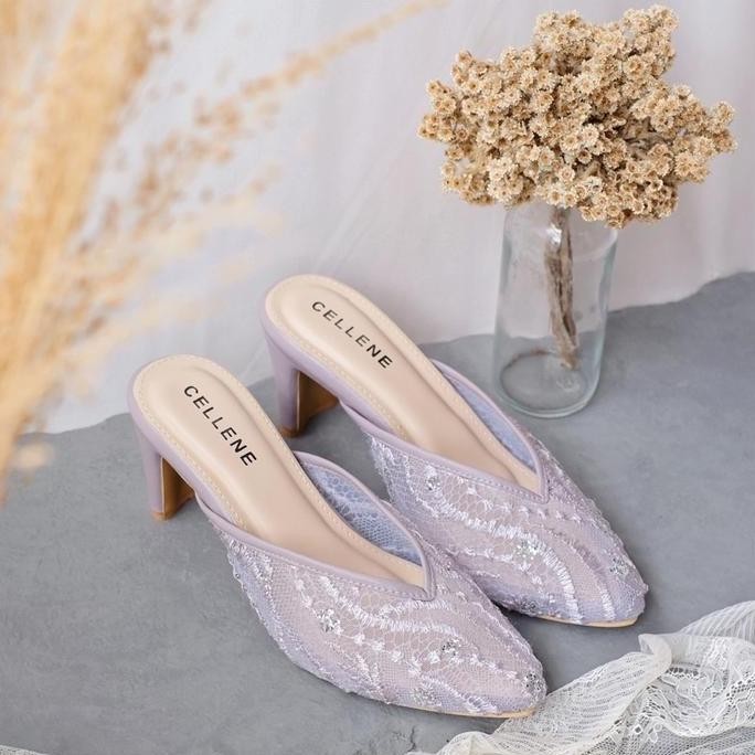 Cellene Velo Lace Heels / Brukat Heels Wanita 7Cm Wedding Shoes