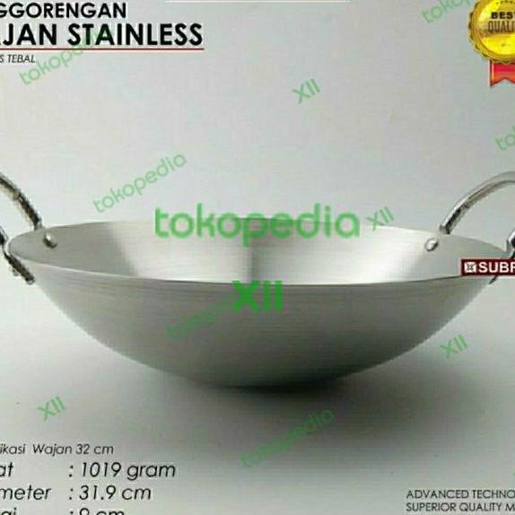 Subron Stainless Wok Pan 32 Cm Wajan Kuali Tebal