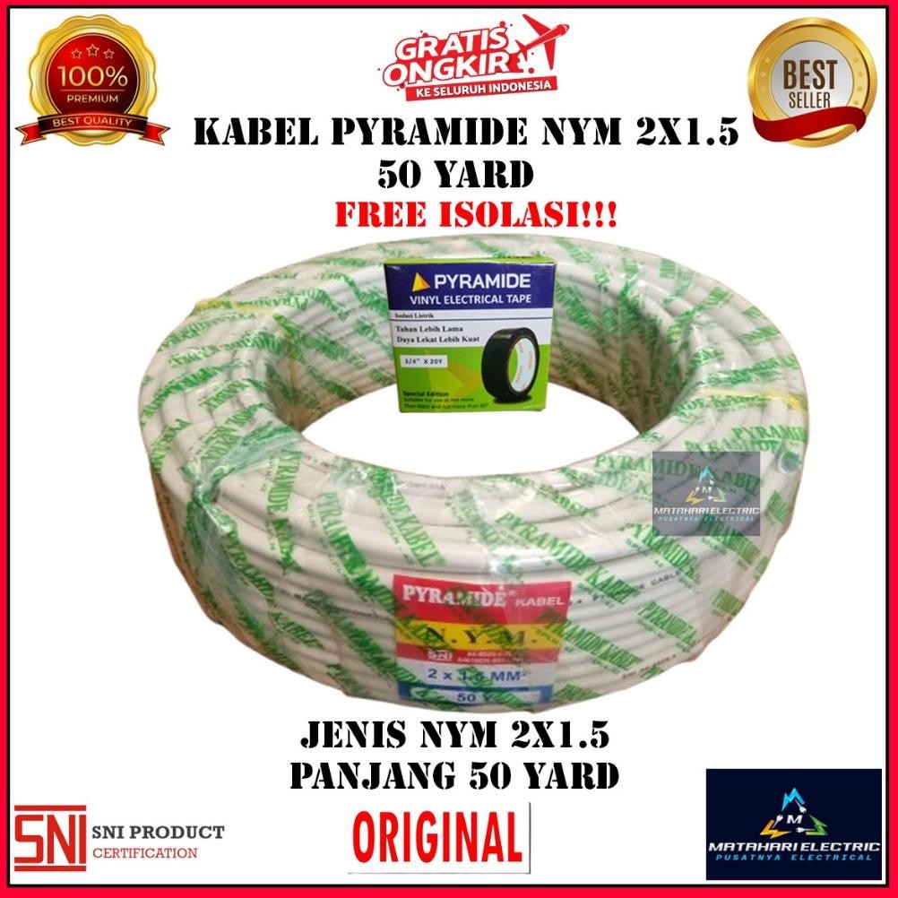 Kabel Listrik 2x1.5 SNI Tembaga Murni Pyramide 45 Meter Kawat 1mm / Kabel Pyramid Listrik