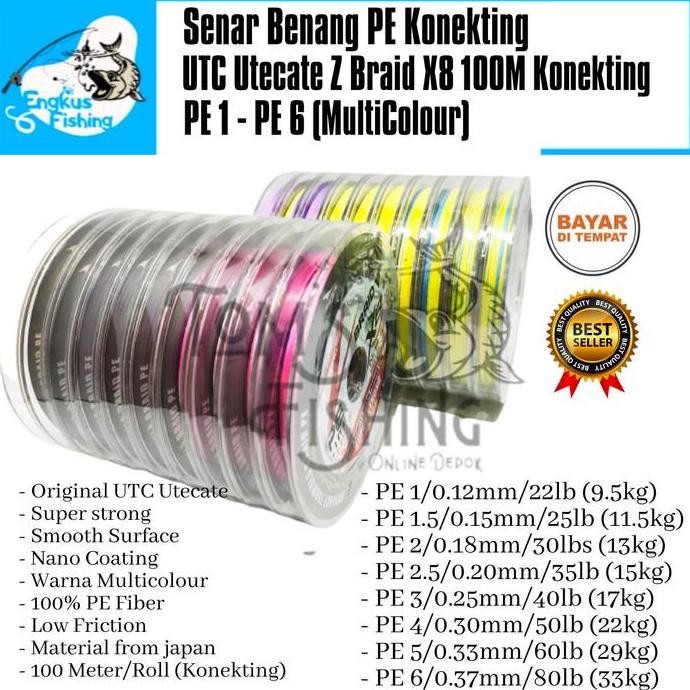 Senar Benang Pancing PE UTC Utecate Z-Braid X8 Halus (PE 1.5 - PE 6)