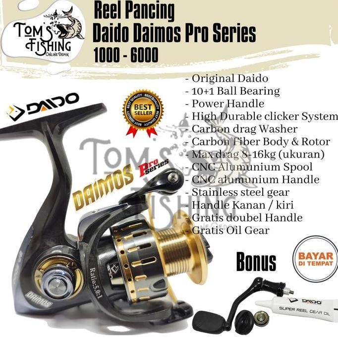 Reel Pancing Daido Daimos Pro Series 1000-6000 (10+1 Bearing) Power Handle Free Handle - Toms Fishin