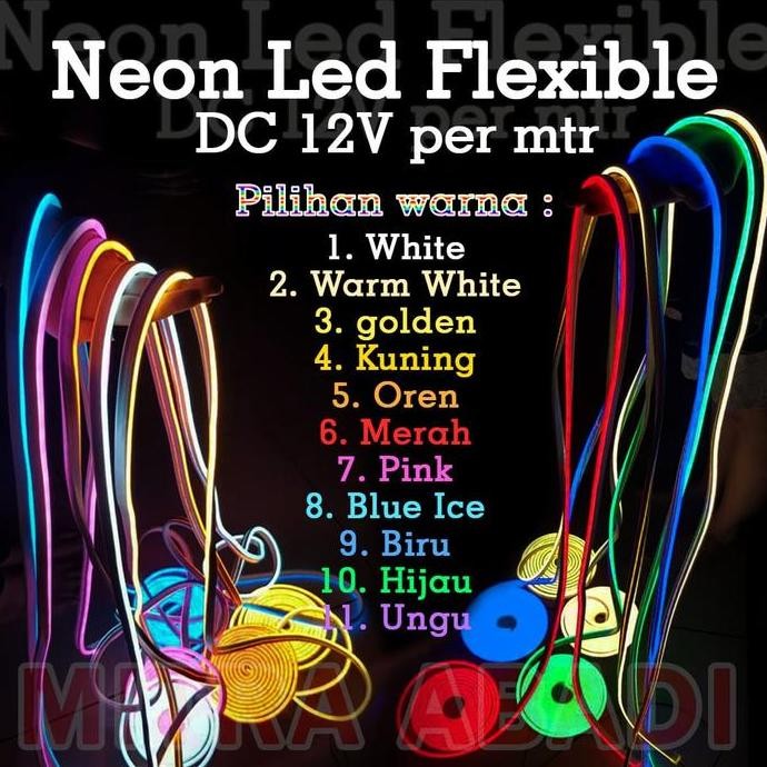Lampu LED Neon FLEX Strip Light Flexible DC12V METERAN IP65 WATERPROOF
