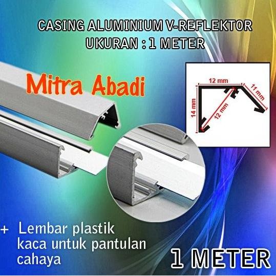 Casing Aluminium for Hard Strip LED Model V-Reflektor Ukuran 1 meter