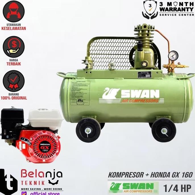 JINICHI- Swan Mesin Kompresor Angin 0.25 Hp Honda Gx 160 5.5 Hp Air Compressor