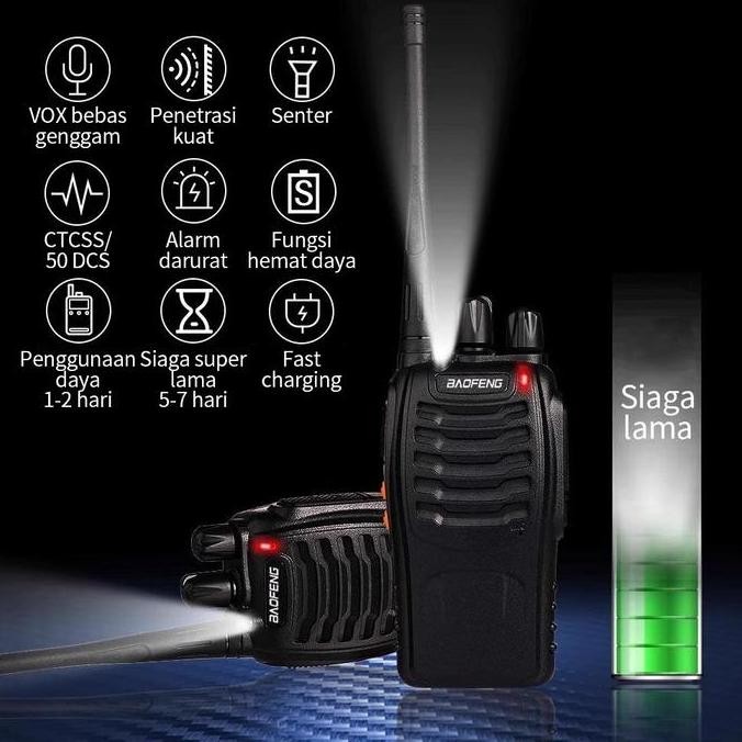 FUSHIGURO- Handy Talky Radio Jarak Jauh 10km 2800MAH / Wlan Handy Talky Waterproof Portable With Cha