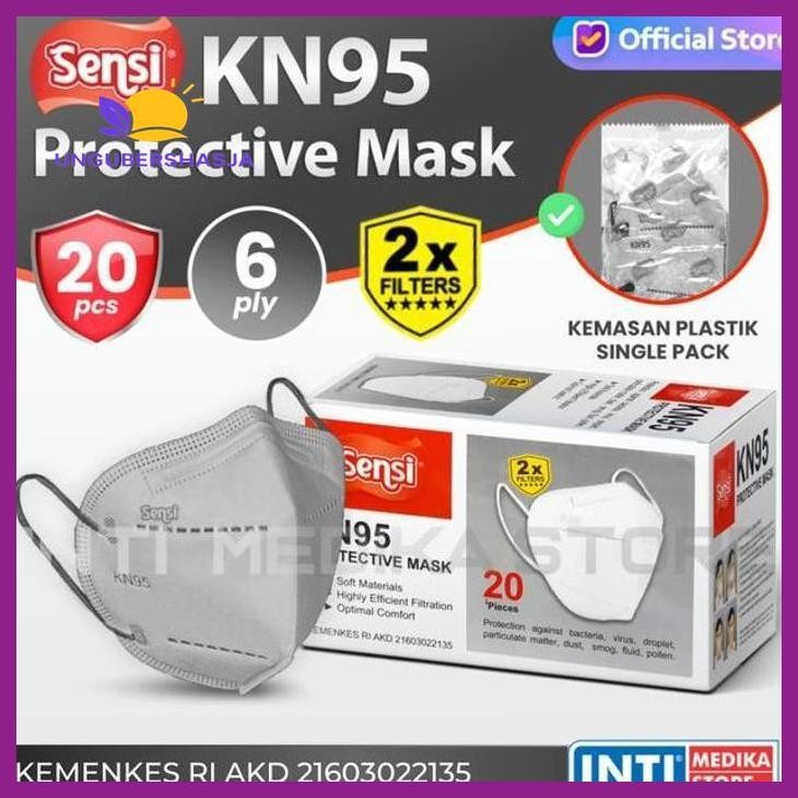 (ORIGINAL) SENSI - MASKER EARLOOP 6 PLY KN95 | MASKER SENSI KN95 | MASKER MEDIS KESEHATAN PERLENGKAP