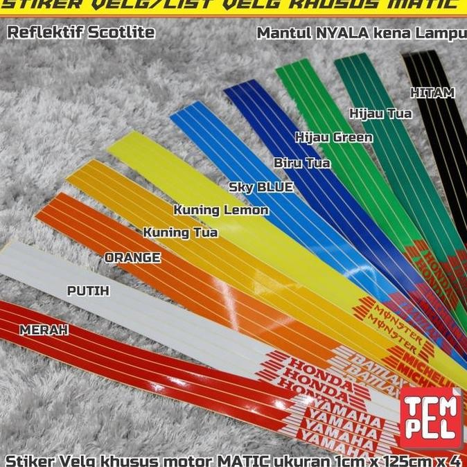 COD STIKER VELG/LIST VELG khusus MOTOR MATIC Reflektif/Nyala Kena Lampu