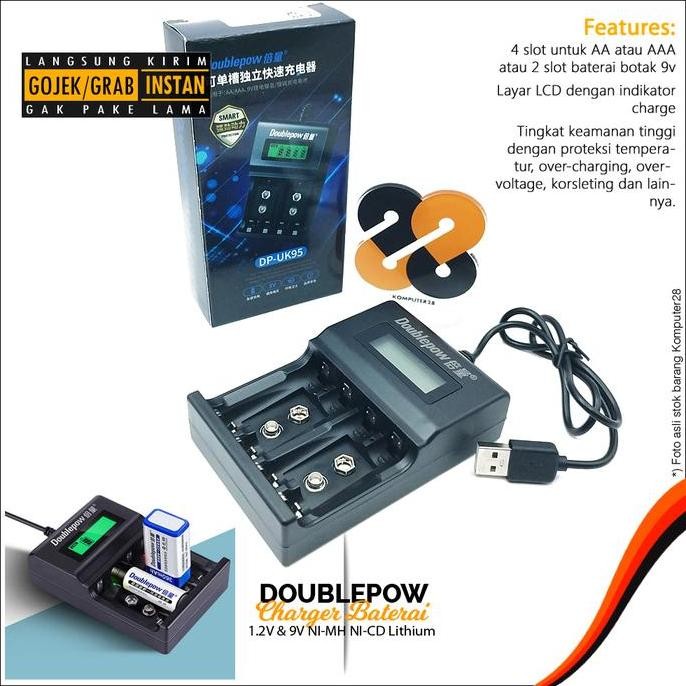 Doublepow DP-UK95 Charger Baterai Rechargable 4 Slot - AAA AA 1.2v 9v