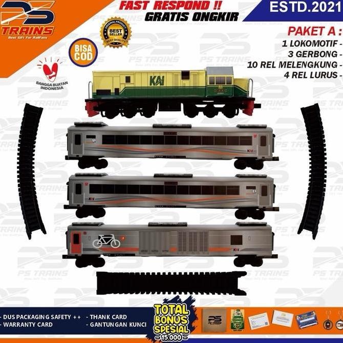 [ TANPA MESIN ] Mainan Kereta Api Replika CC201 Vintage Rangkaian Kereta Eksekutif Stainless Steel H