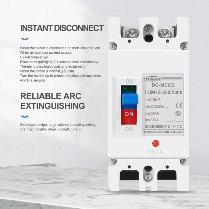 Promo MCCB 2P DC 600V DC Perlindungan Kelebihan Beban Pemutus Sirkuit PV COD