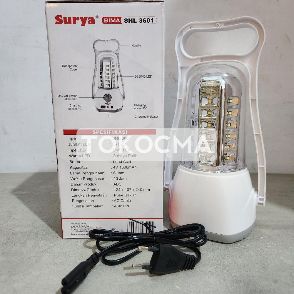 Lampu Emergency Rechargeable Surya Bima SHL 3601 /Senter Darurat Surya Senter