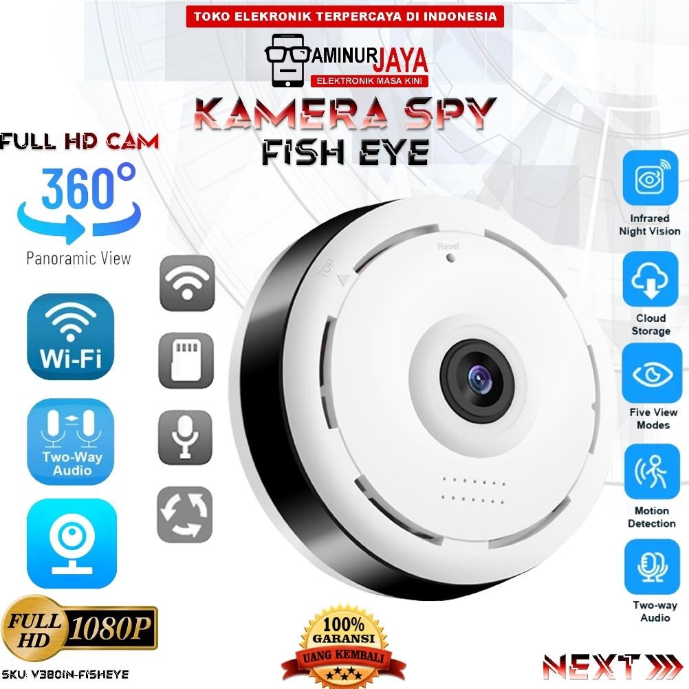 AminurJaya Camera CCTV Mini V380 Kamera Fisheye Wide Angle Panoramic 360 Hidden Spycam Pengintai kam