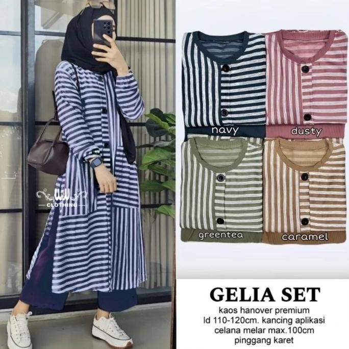 DB4>> Gamis setelan Kotak kecil rumbay / setelan / baju muslim / pakaian wanita kekinian Celana Hija