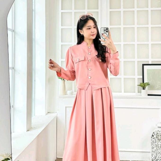 DT15 >> 8077 Gamis Blazer Set 2 Pcs Katun crepe Fashion Muslim