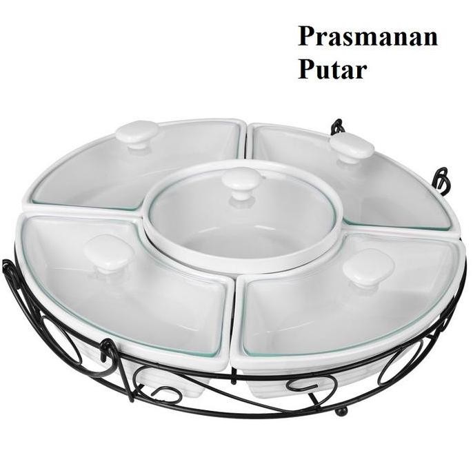 Prasmanan Putar Keramik Tutup Kaca 18 Inch Large Home Line