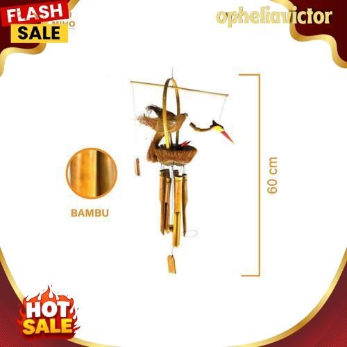 Termurah Lonceng Angin Bambu Motif Burung - Genta Angin Bambu - Gantungan Bambu - Lonceng Bambu - Lo