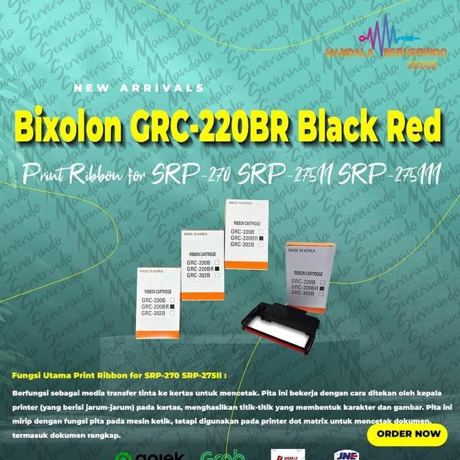 Pita Printer Bixolon GRC-220BR Black Red Print Ribbon for SRP-270 SRP-275II SRP-275III merah hitam G