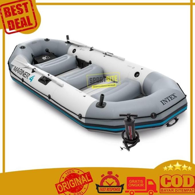 Intex Mariner 4 Set Kapal Perahu Karet Renang Dewasa Inflatable Boat Paket Perahu Karet + Dayung Alu
