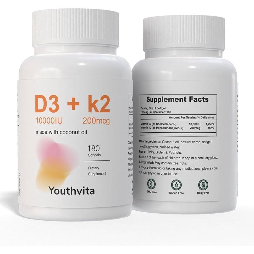 Usa Vit D3 10000Iu + K2 200Mcg - 180 Softgels Kapsul Vitamin D 10000 Iu Original