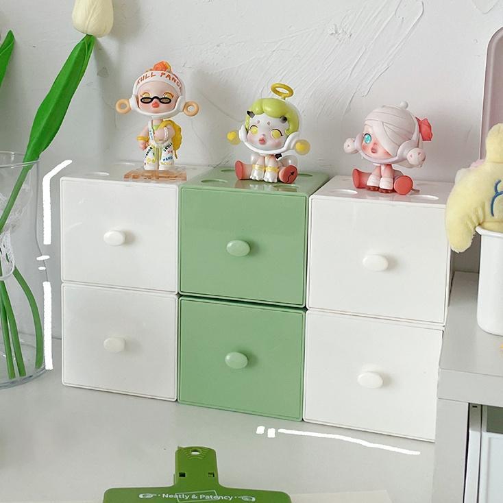 Fth- 9.9 Sx-5018 Kotak Laci Mini Rak Desktop Penyimpanan Macaron Persegi Berwarna Permen Kombinasi P