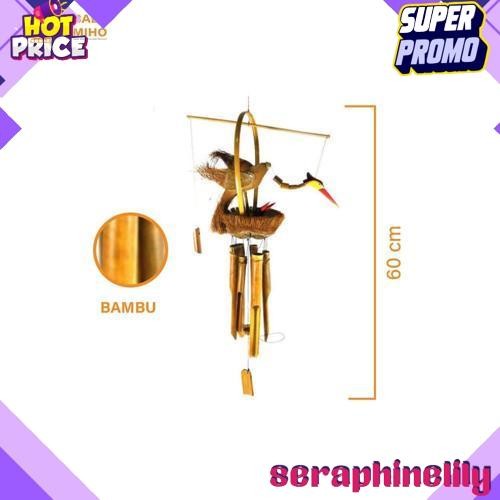 GROSIR Lonceng Angin Bambu Motif Burung - Genta Angin Bambu - Gantungan Bambu - Lonceng Bambu - Lonc