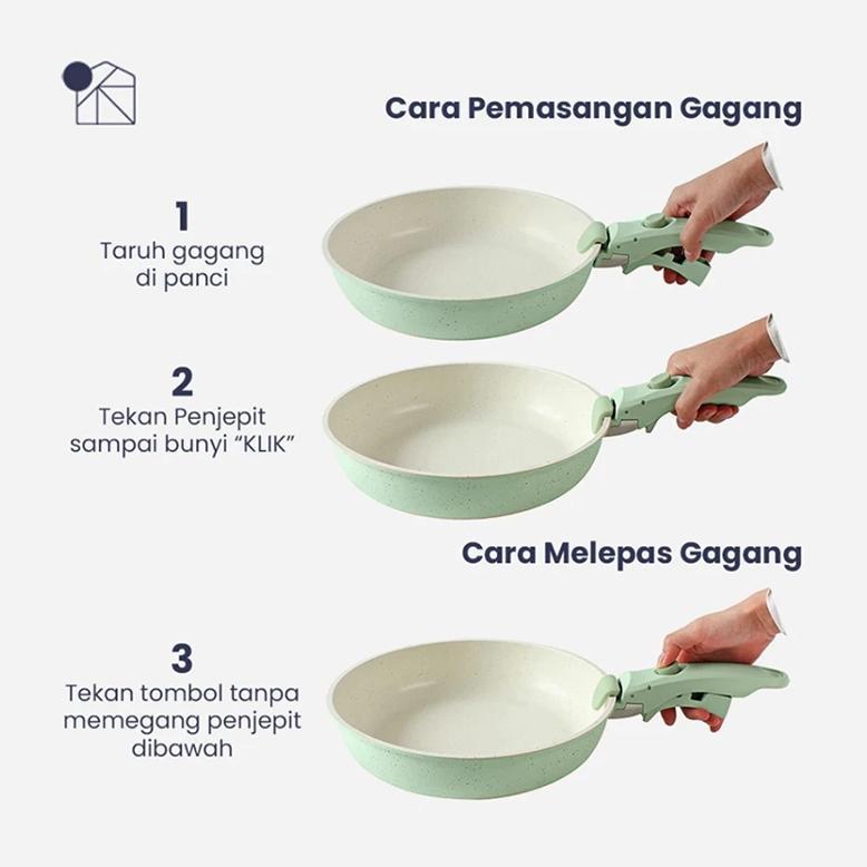 Panci pegangan dapat lepas pasang warna hijau Panci Set rumah tangga anti-lengket set panci lengkap 
