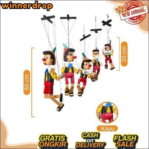 Gercep Boneka Pinokio - Pinokio - Pinokio Kayu - Mainan Pinokio - Pinokio Gantung - Tali - Dekorasi 