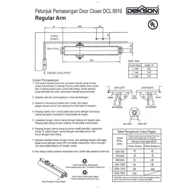 Door Closer Dekkson Dcl 8916 Nho Door Closer Dekson 150 Kg Heavy Duty