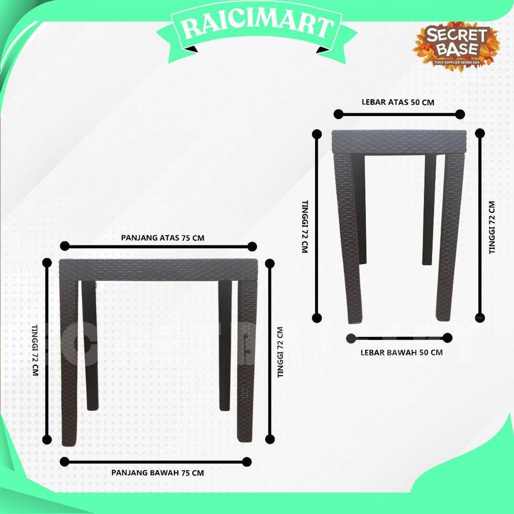Meja Motif Rotan - Meja Plastik Besar / Meja Tamu / Meja Kafe Teras Taman Promo Puncak