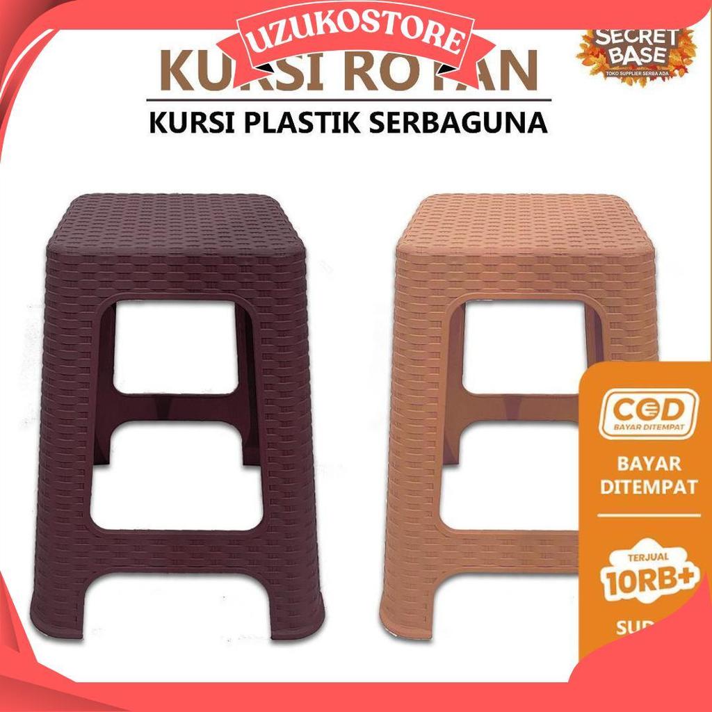 Kursi Rotan - Kursi Plastik Tinggi / Bangku Tinggi Kokoh / Kursi Motif Rotan Murah Ori