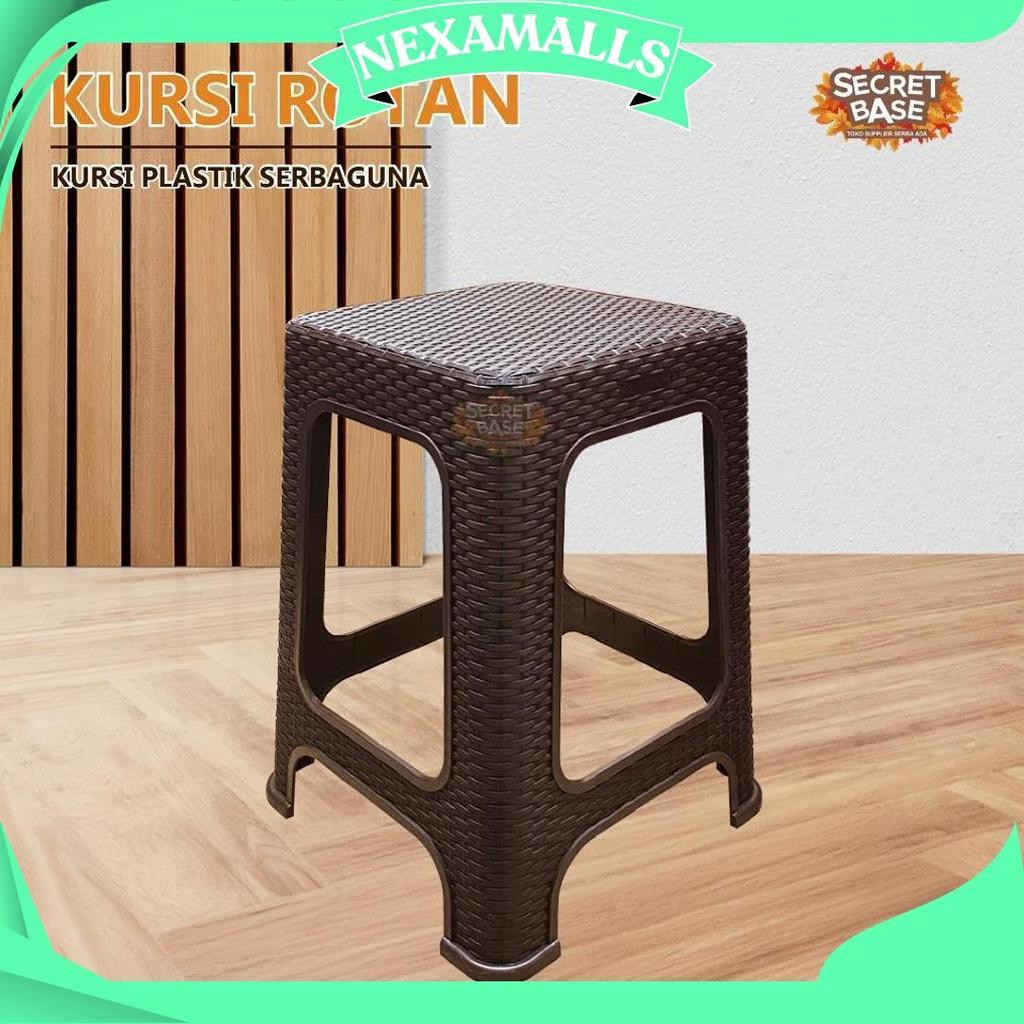 Kursi Rotan - Kursi Plastik Tinggi / Bangku Tinggi Kokoh / Kursi Motif Rotan Murah Best Seller