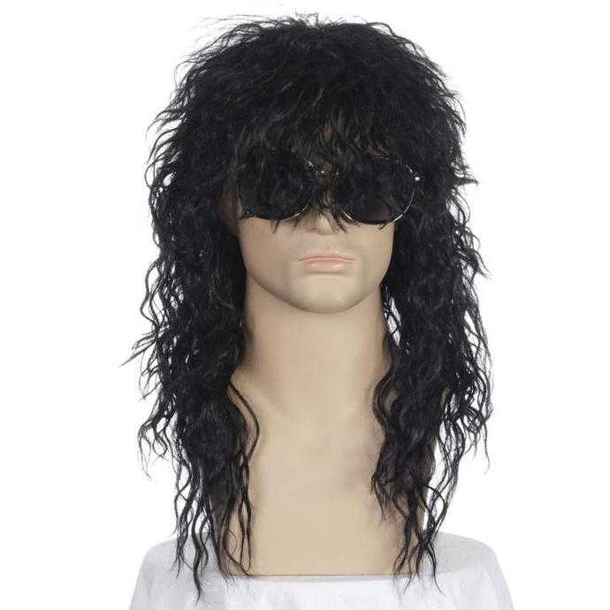 Wig Eropa dan Amerika rock pesta heavy metal Halloween wig pria wig keriting panjang penutup kepala 