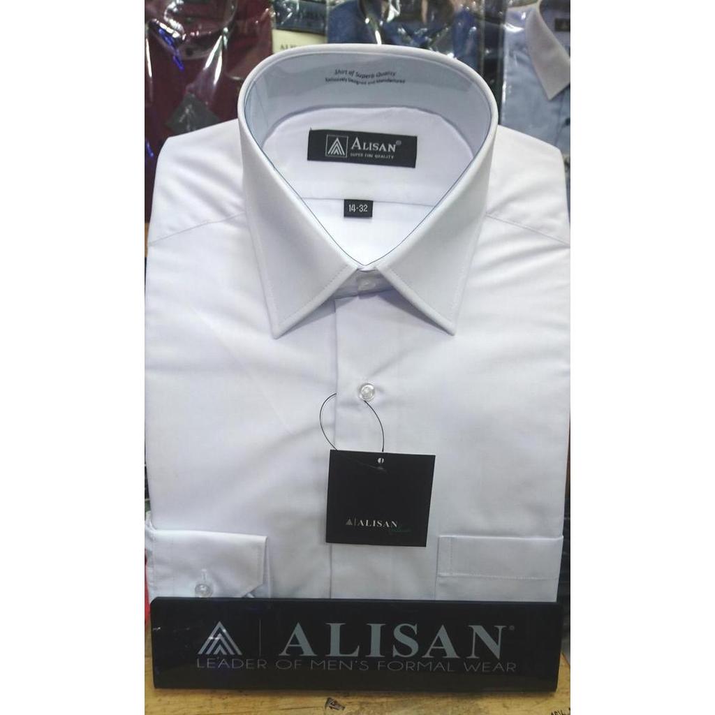 Alisan Kemeja Polos Reguler Lengan Panjang Size 17,5 //Putih//