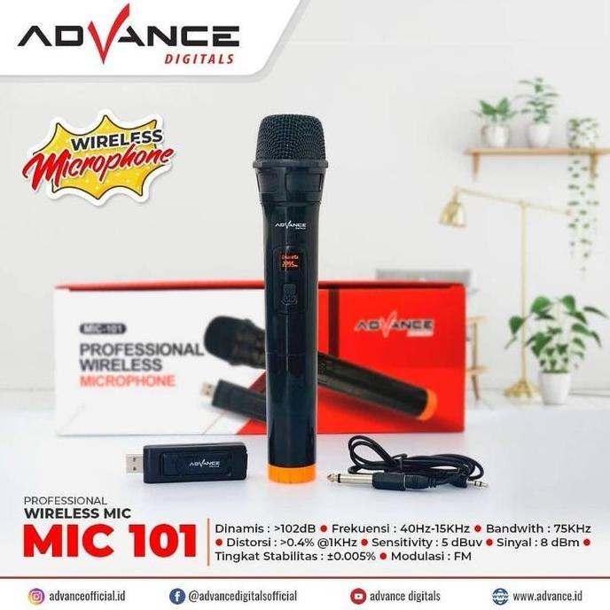 Advance Microphone Mic Single Wireless + Receiver MIC 101