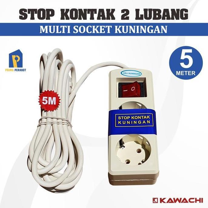 Stop Kontak Putih 5 meter 2 lubang Terminal Listrik 2 Lubang