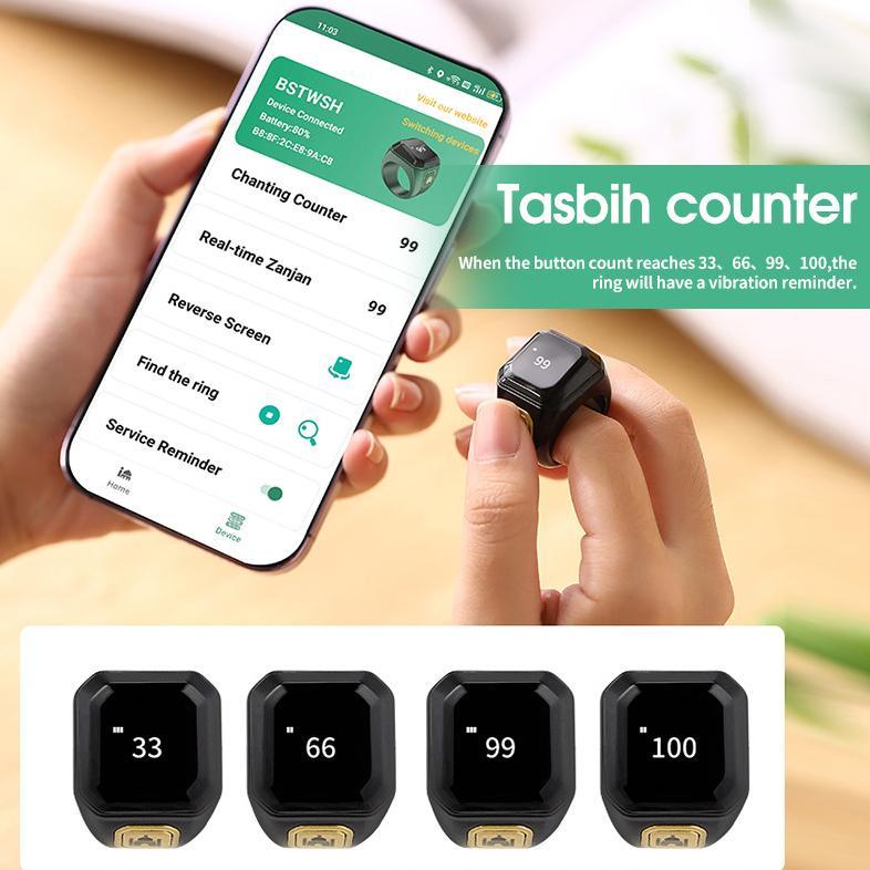 Smart Ring Bluetooth Electronic Finger Counter LED Display Cincin Tasbih Digital Smart Zikr Ring Cou