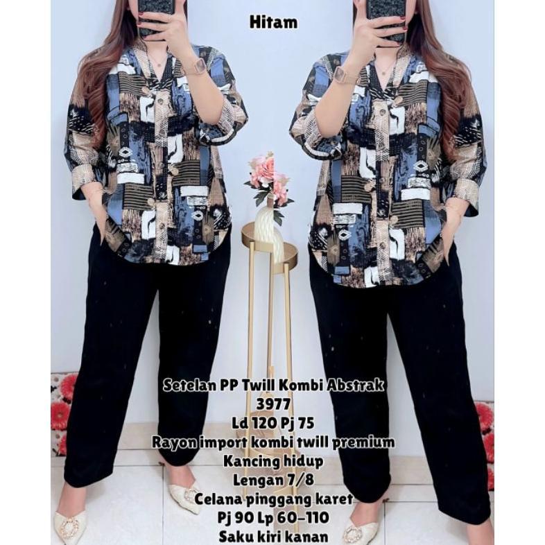 BW 3956 Setelan Rayon Twill Motif Abstrak