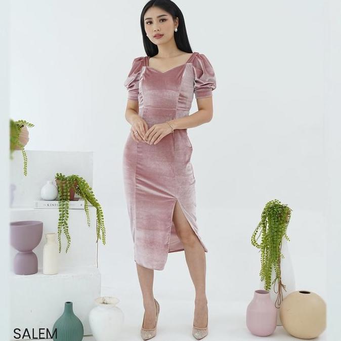Promo Velvet Dress Bodycon Hazel Dres Wanita Party Casual Kondangan COD