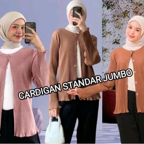 DF158 - CARDIGAN RIB RAJUT  WANITA  SEMI JUMBO LD 110-120 MAX BB80