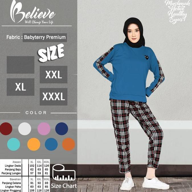 DB19>> NEW PL SET - Setelan Kaos Celana Olahraga Wanita Muslimah Training Senam Zumba Lengan Panjang