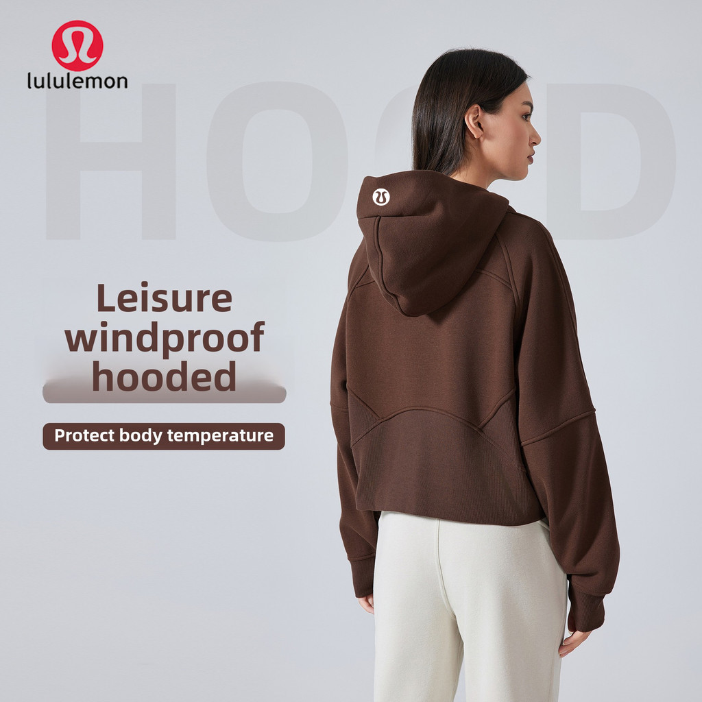 New Arrival 2026 LuluLemon New Style Fleece Lining Zipper Hooded Sports Jacket Women Loose Casual Sw