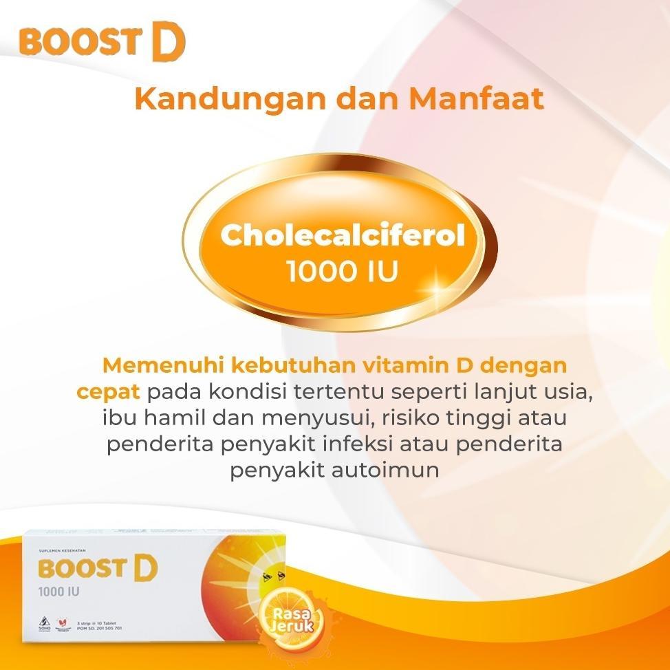 Boost D 1000 IU / 5000 IU - Vitamin D3 1000 IU / 5000 IU - 30 Tablet Kunyah Rasa Jeruk- untuk Menjag