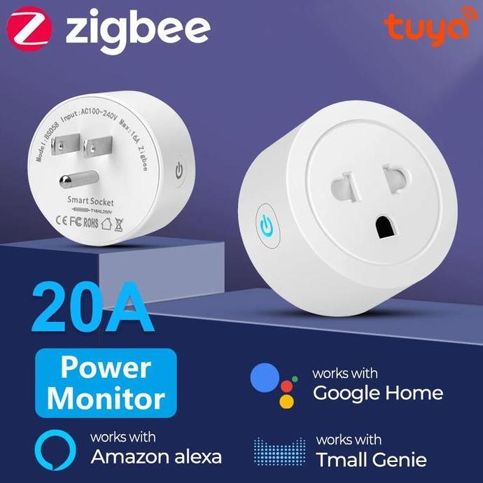 LIBARDIRT- SMATRUL Adaptor US Plug 20A Power Monitor Tuya Zigbee US EU Smart Socket Plug Adapter Wir