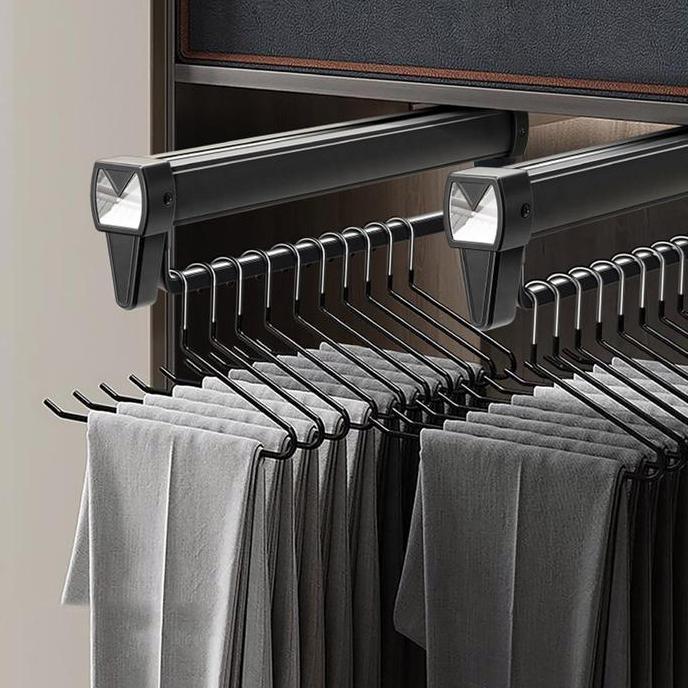 31cm/46cm Gantungan Baju Tarik Rel Gantungan Baju Lemari Tarik Gantungan Teleskopik Gantungan Baju R