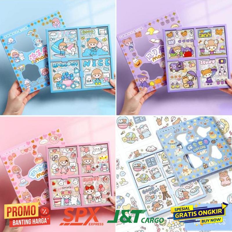 Diskon Sticker MOMO Kartun Aesthetic Waterproof 1 Box isi 100 pcs/ Sticker kartun Motif Lucu Anti AI
