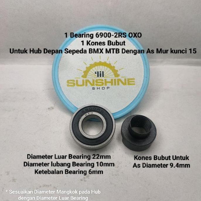 Promo Bearing Klaher 6900 Plus Kones Bubut Untuk Hub Roda Depan Sepeda Bmx Mtb As Mur Kunci 15 Cod